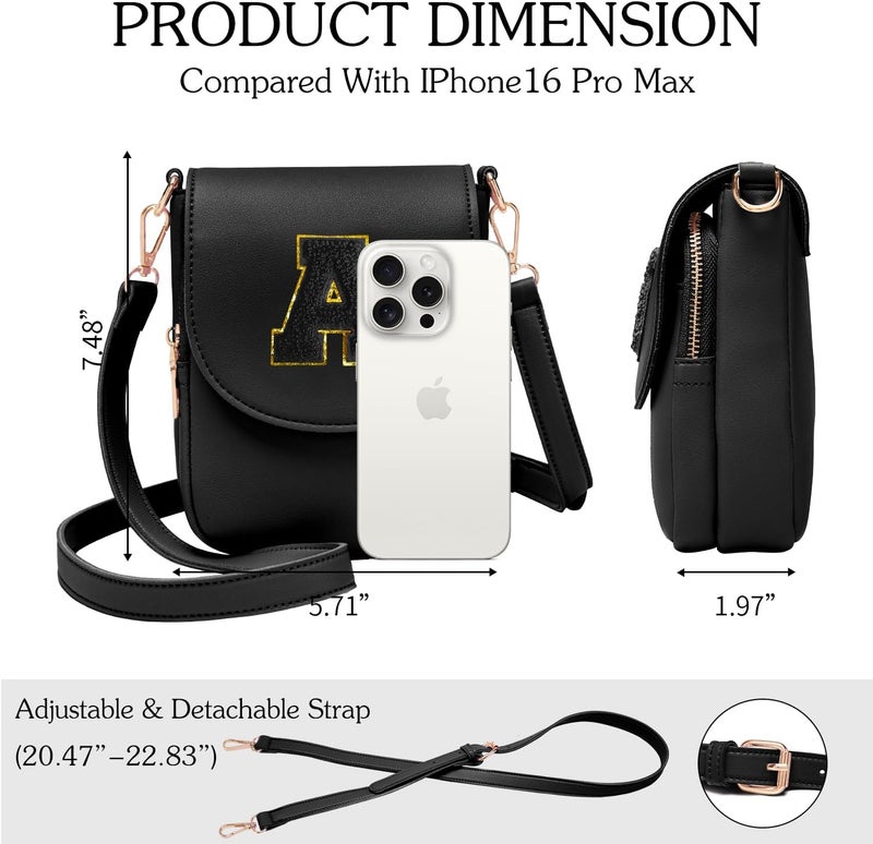 Viverte Crossbody Purse for Teen Girls Small Initial Cell Phone Toddler Purse Leather Triple Compartment Crossbody Bags - Image 4